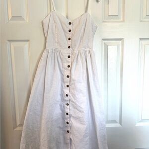 H&M White Midi Button-Front Dress